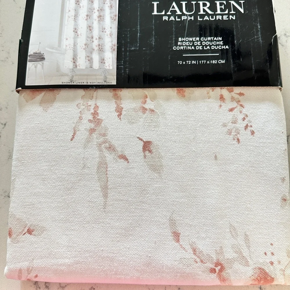 NWT - Ralph Lauren Elegant Cream/Tan/Rust flower Shower Curtain (70x72)
